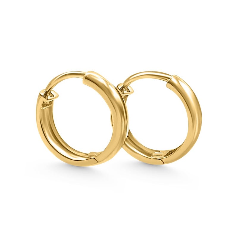 Lovearing 14k Yellow Gold Tiny Small 1mm Plain Huggie Children Baby Girls Hoop Earrings - Image 3